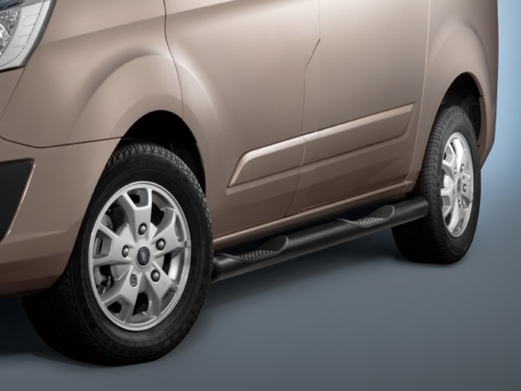 Ford Custom Bj. 13| kurzer Radstand: COBRA Seitenschutzrohre | schwarz pulverbeschichtet | mit Trittstufen