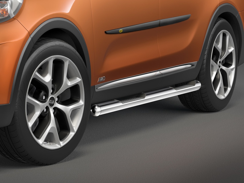 Kia Sorento Bj. 15-20: COBRA Chrom-Seitenschutzrohre mit Trittstufen