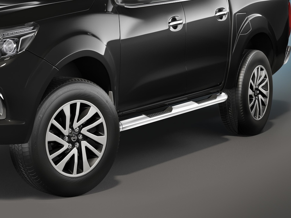 Nissan Navara since 2016 | double cab: COBRA Side Protection Bars | with steps | black powdercoated