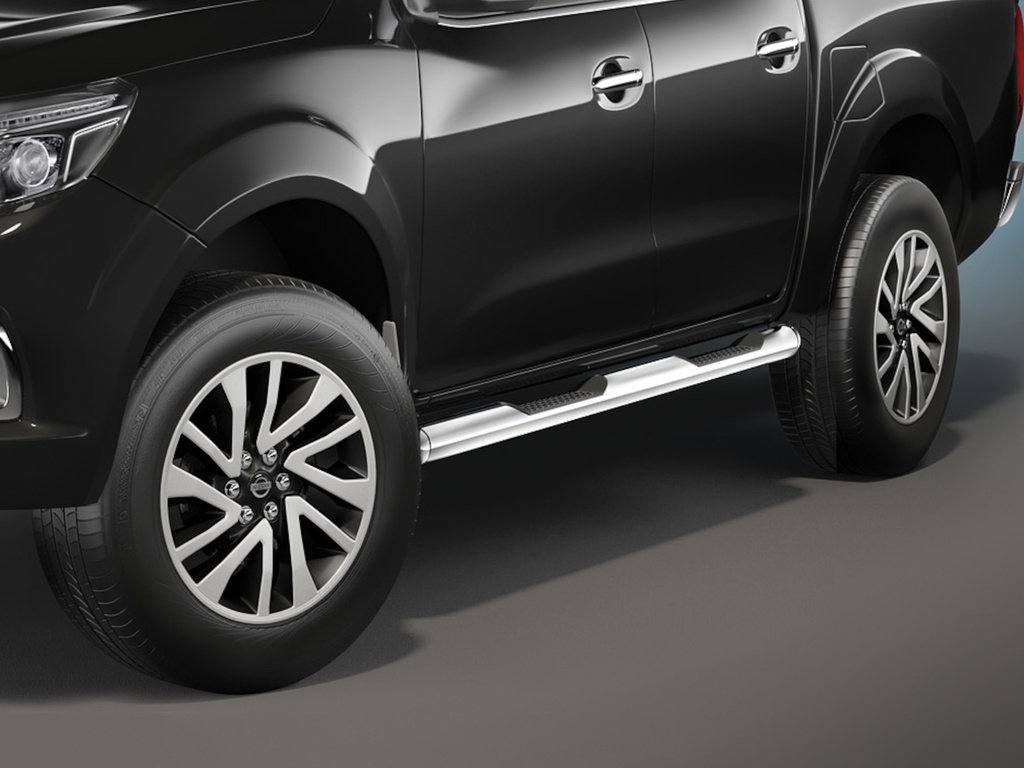 Nissan Navara since 2016 | double cab: COBRA Side Protection Bars | with steps | black powdercoated