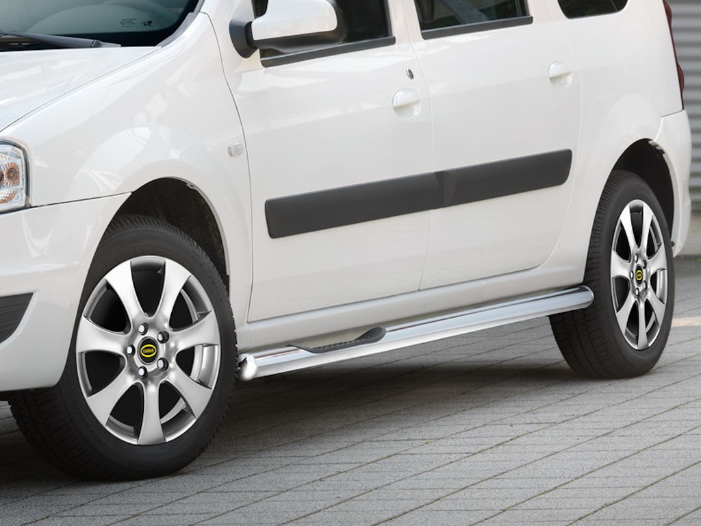 [DAC1007] Dacia Logan Bj. 09-20: COBRA Chrom-Seitenschutzrohre