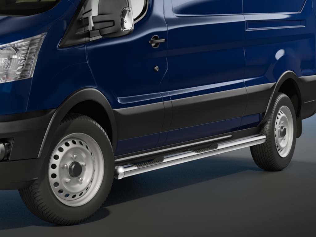 [FORD1255] Ford Transit 2000–2014 | Short Wheelbase: COBRA Chrome Side Protection Bars with Steps