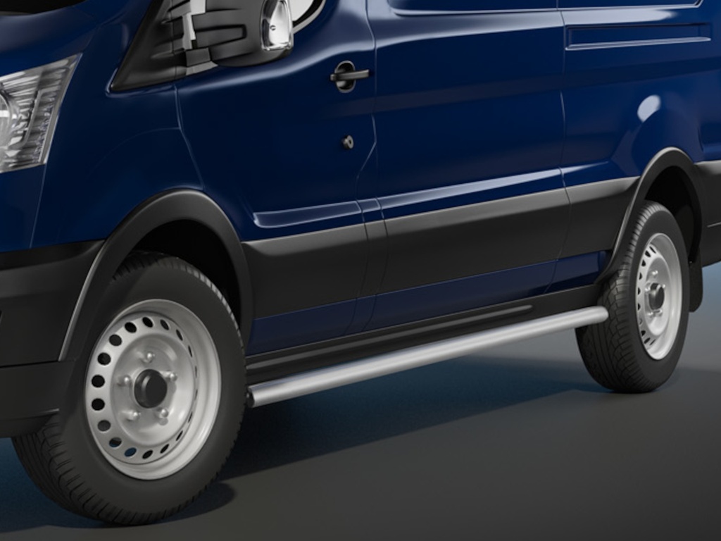 [FORD1263] Ford Transit Bj. '00-'14 | mittlerer Radstand: COBRA Chrom-Seitenschutzrohre