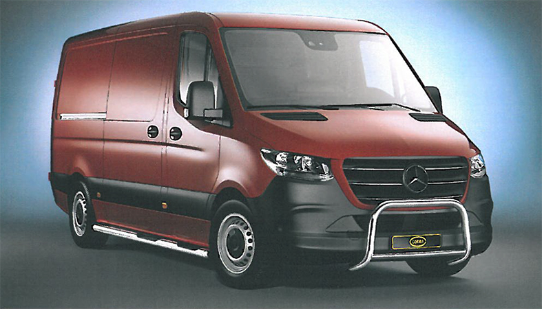 [MB1501EC-S] Mercedes Sprinter ab Bj. 18: Frontschutzbügel schwarz pulverbeschichtet nur für Fahrzeuge mit Geräuschkapsel