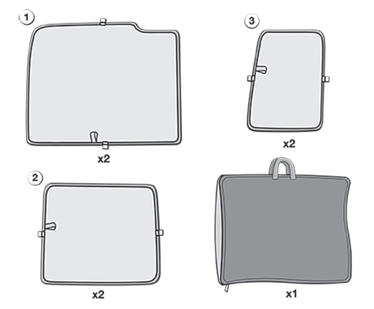 [NIS1613] Nissan X-Trail T30: COBRA sun shades for side and rear windows