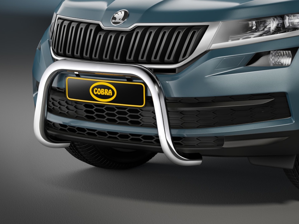 [SKO1023EC] Skoda Kodiaq 2017–2020: COBRA Chrome Front Protection Bar without Centre Cross Tube
